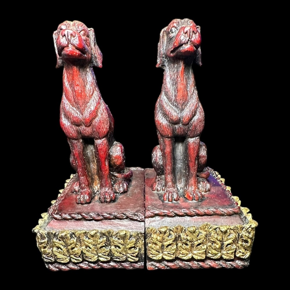 Retriever Book Ends Carved Pair "Has A Slight Damage" As Shown 1997‎ CBK Ltd